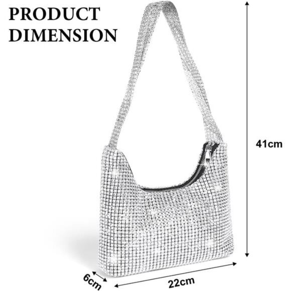 Clutch Purse, Evening Bag for Women Zipper Shoulder Bag for Wedding and Party - Picture 2 of 8